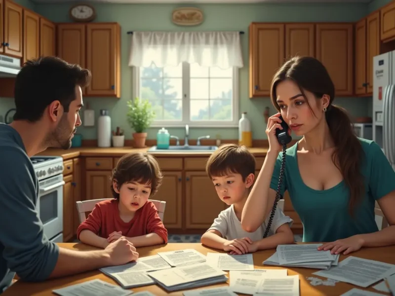 family dealing with debt call from debt collection agency