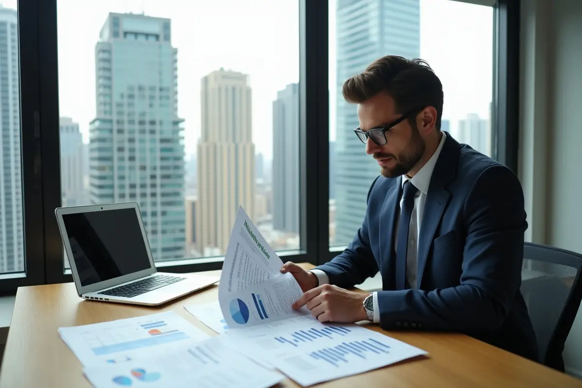 financial advisor reviewing audit documents for food business acquisition